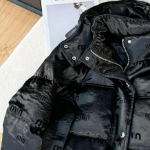 Black Suede Matte Down White Duck Hooded Puffer