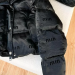 Black Suede Matte Down White Duck Hooded Puffer