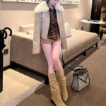 Fake Fur Collar Padded Cotton Leather Casual