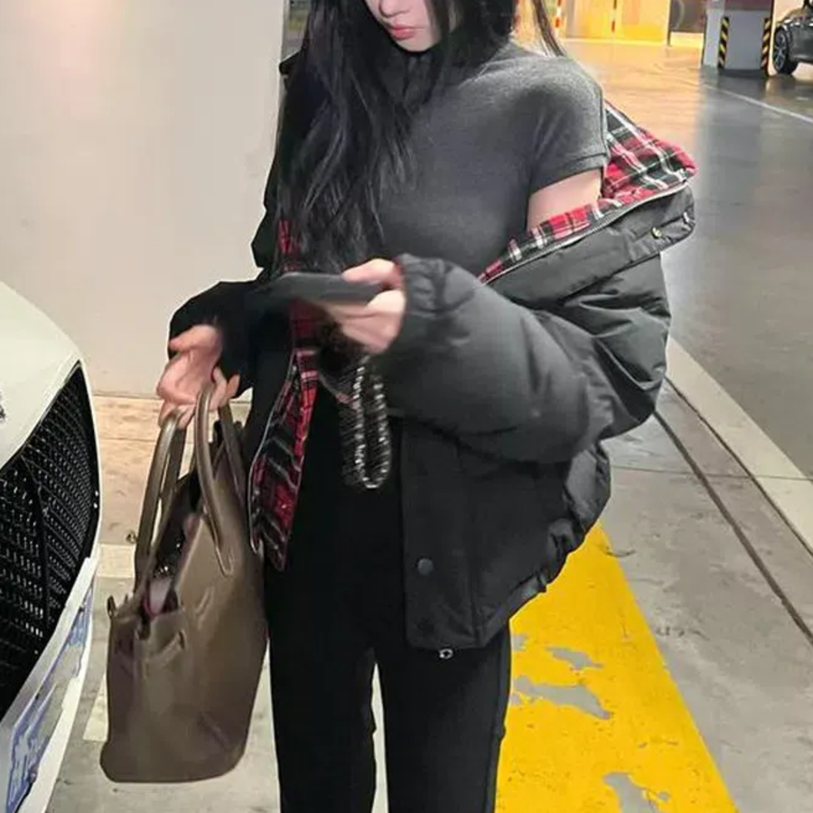 Duck Down Check Casual Puffer