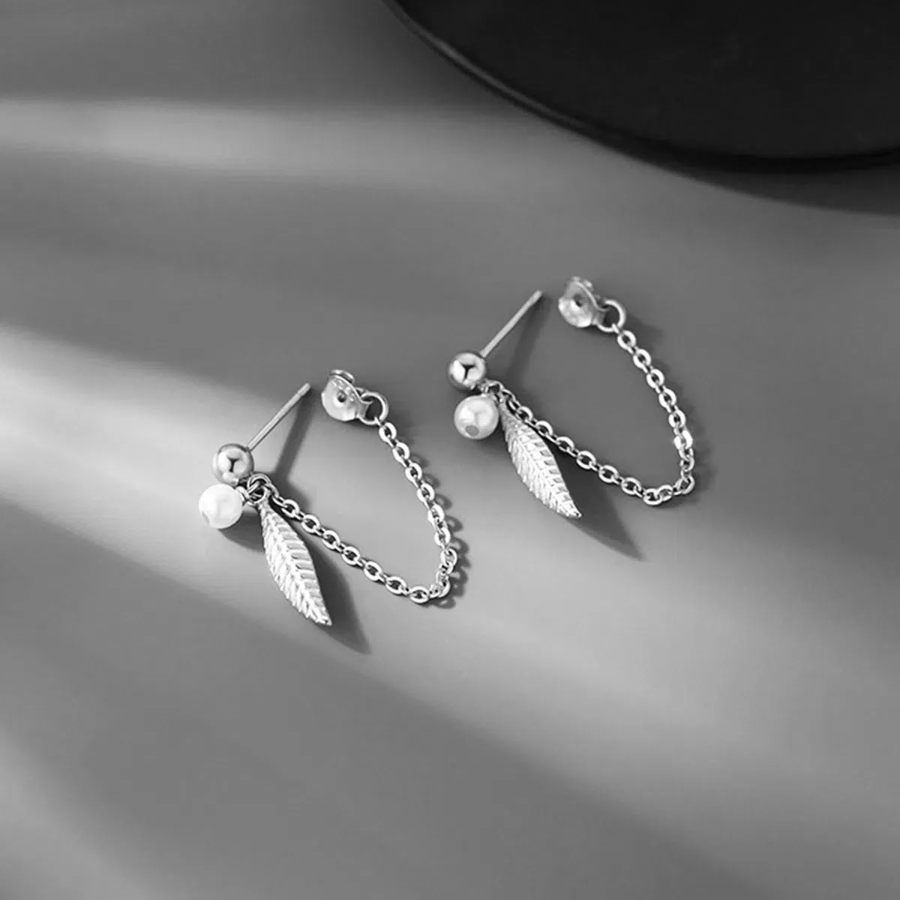 Белые серьги-капли «Ангельские крылья» с жемчугом