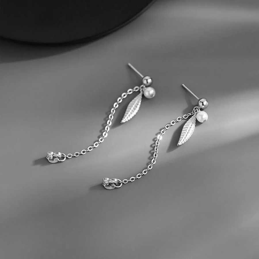 Белые серьги-капли «Ангельские крылья» с жемчугом
