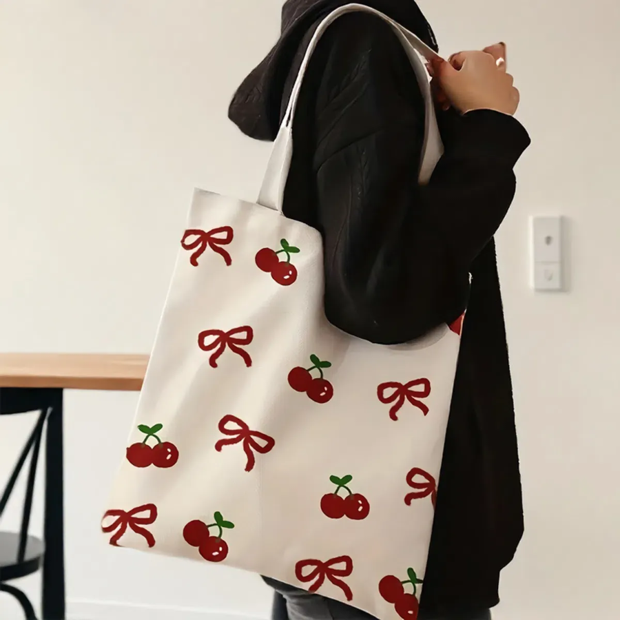 Cherry Ribbon Foldable Shoulder Eco Bag — очаровательная и практичная сумка на каждый день