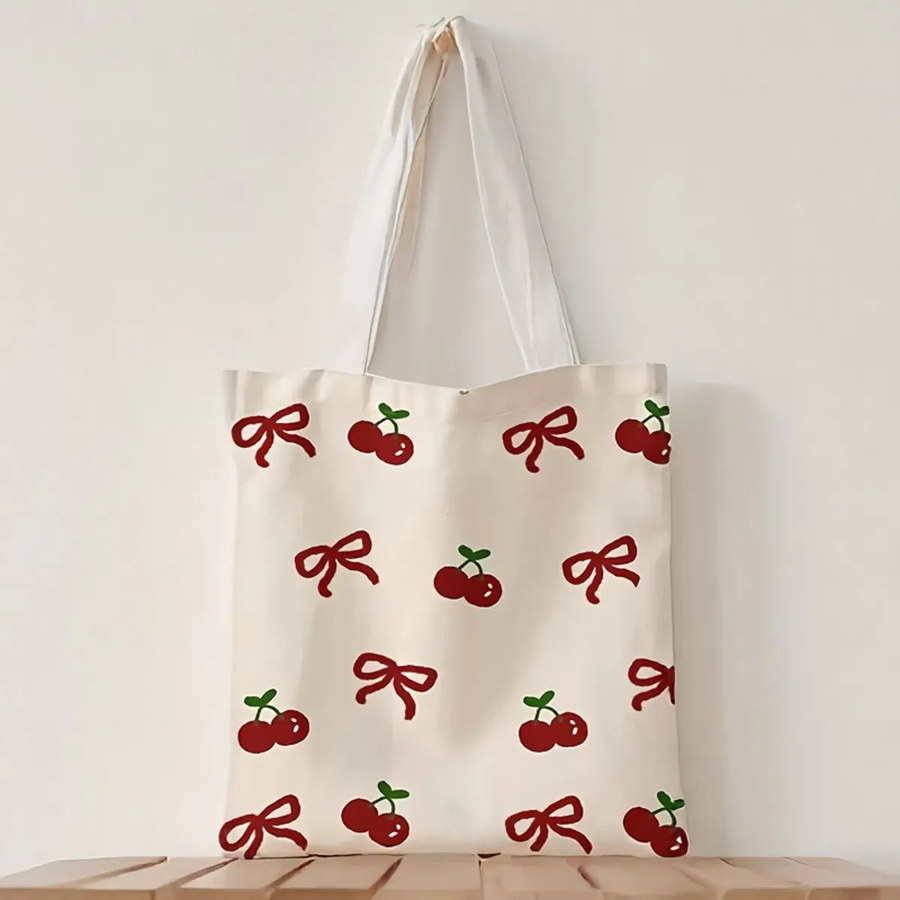 Cherry Ribbon Foldable Shoulder Eco Bag — очаровательная и практичная сумка на каждый день