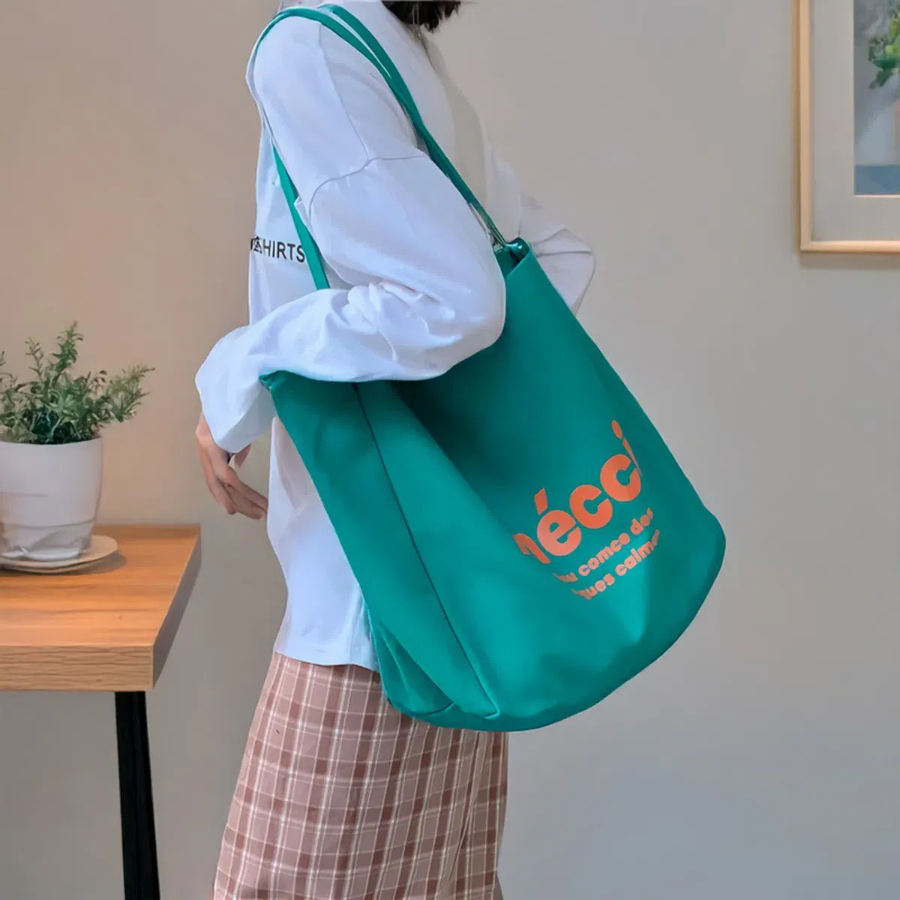 Merci Lettering Canvas Shoulder Eco Bag — акцент на простоту и стиль