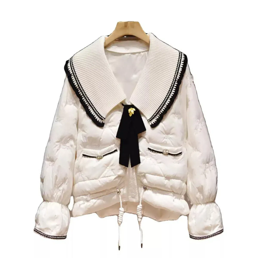 White Duck Down Ribbon Puffer