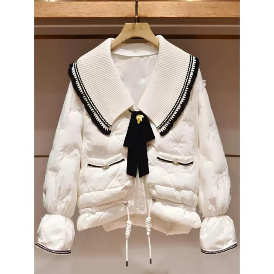 White Duck Down Ribbon Puffer