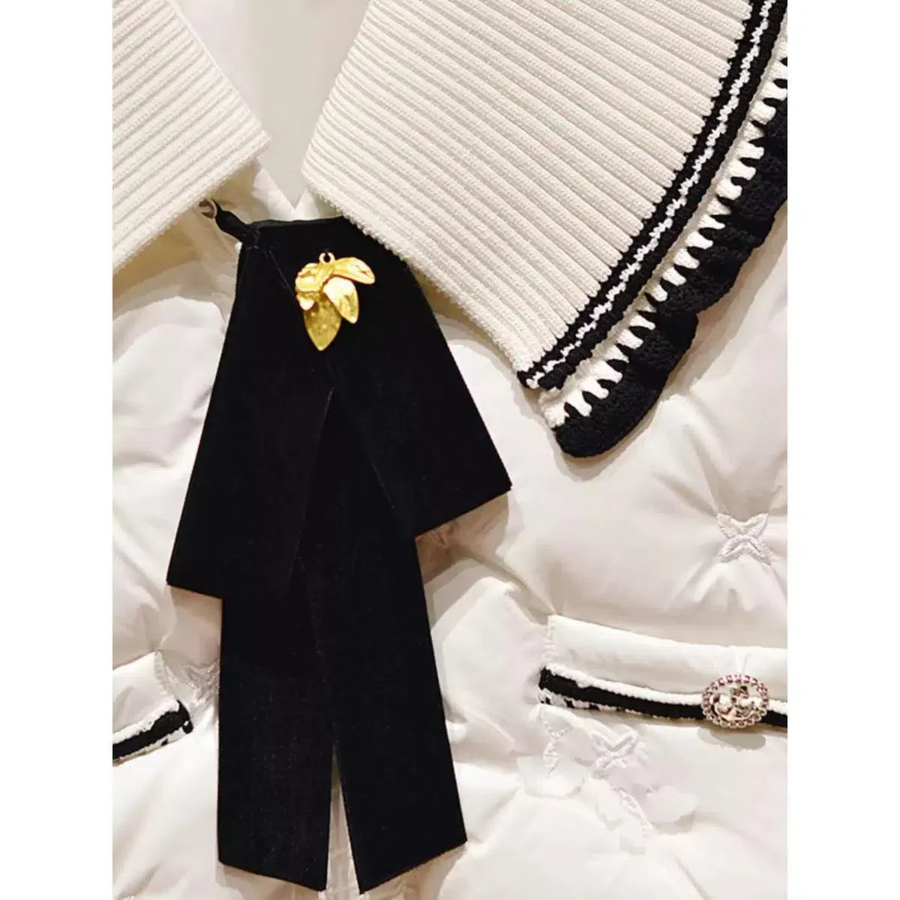 White Duck Down Ribbon Puffer