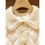 Tweed Lapel Glossy Lightweight Down Slim Coat