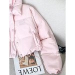 Baby Pink Duck Down Velvet Cotton Crop Puffe
