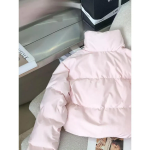 Baby Pink Duck Down Velvet Cotton Crop Puffe