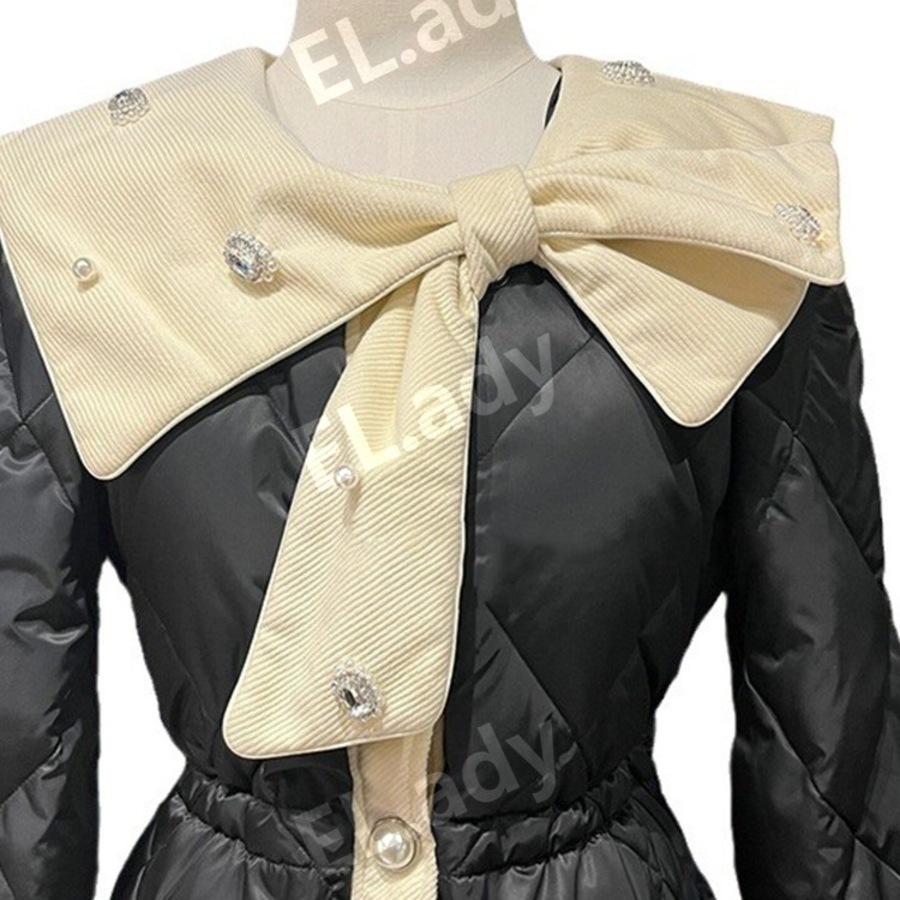 Luxury Ribbon Slim Puffer Coat