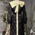 Luxury Ribbon Slim Puffer Coat