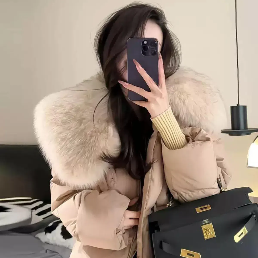 Fake Fox Mink Big Collar Duck Down Puffer