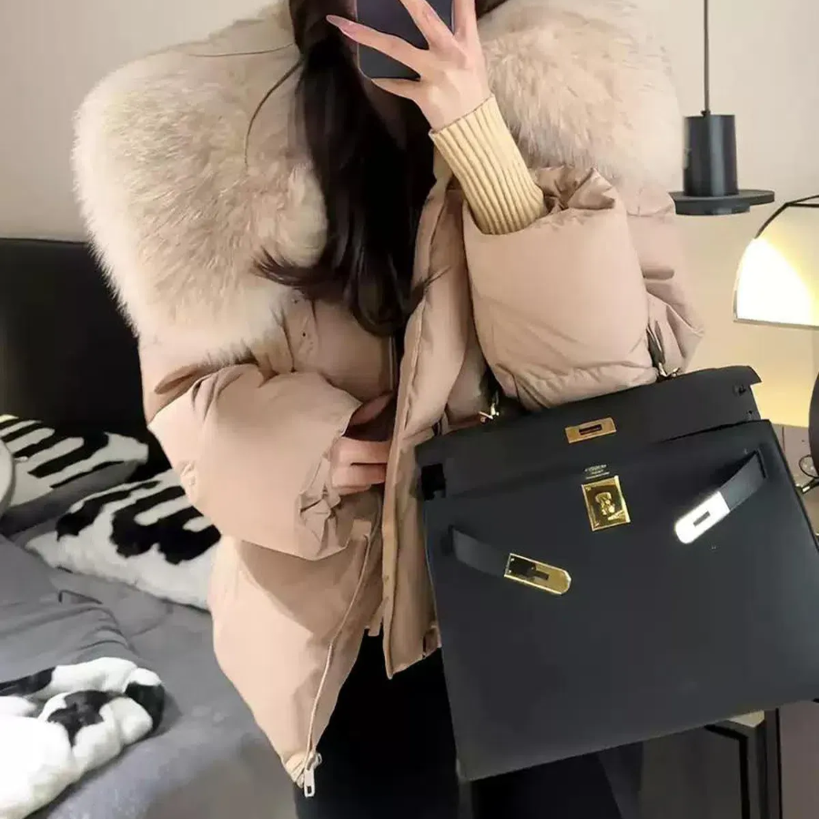 Fake Fox Mink Big Collar Duck Down Puffer