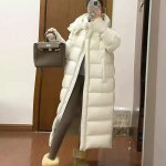 Casual Duck Down Slim Hooded Long Zip-Up Jacket