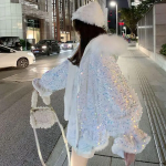 Velvet Pearl Sequin Fur Hoodie Jacket