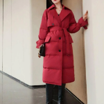 Slim Belted Long Padding Coat