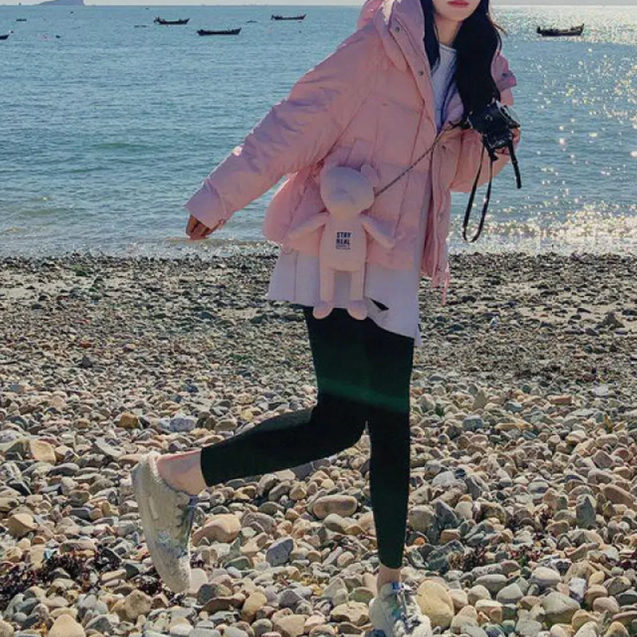 Duck Down Hooded High Neck Puffer