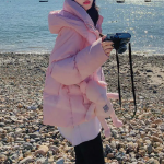 Duck Down Hooded High Neck Puffer