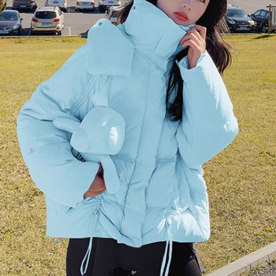 Duck Down Hooded High Neck Puffer