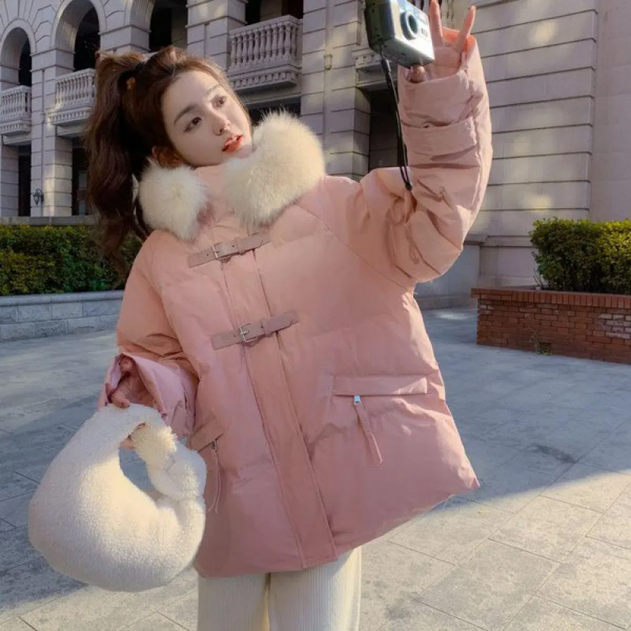 Mink Hooded Down Puffer Jacket