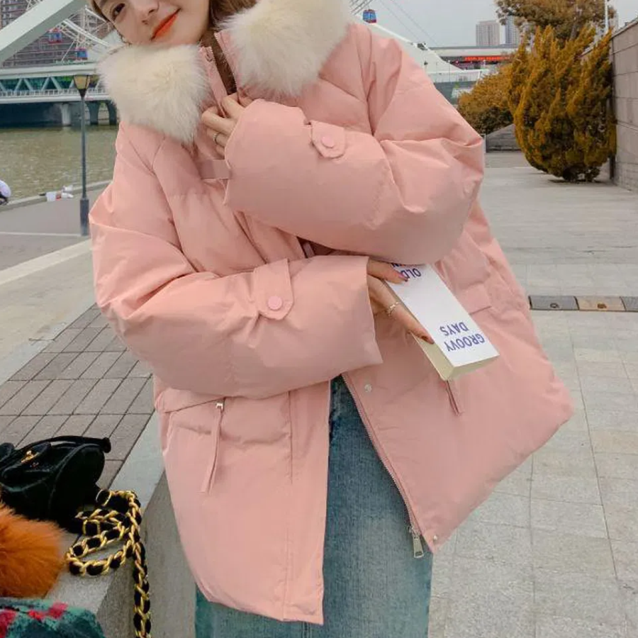 Mink Hooded Down Puffer Jacket