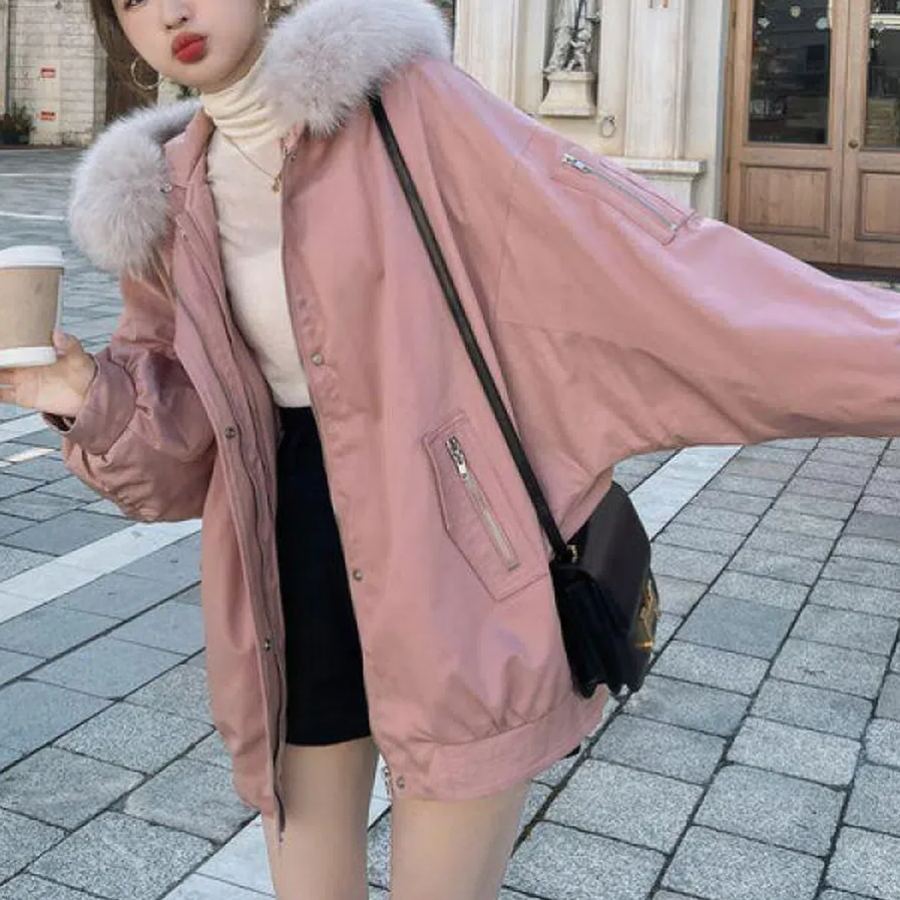 Velvet Fox Fur Loose Down Coat