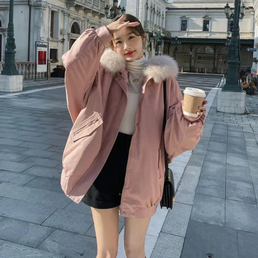 Velvet Fox Fur Loose Down Coat