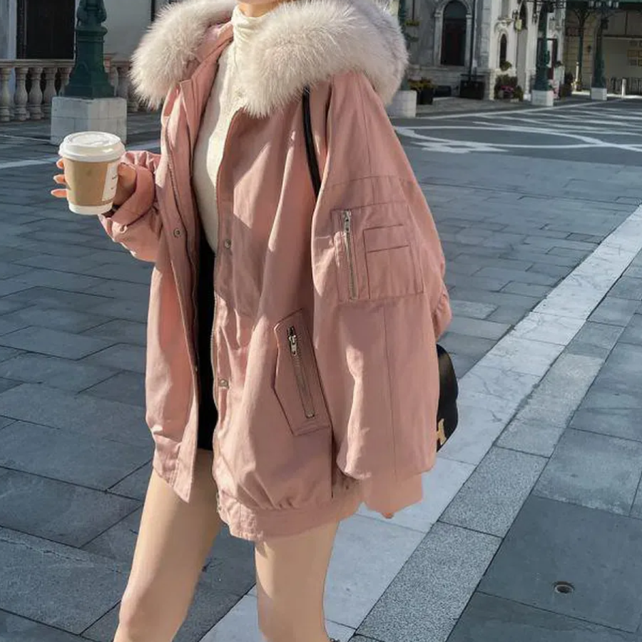 Velvet Fox Fur Loose Down Coat