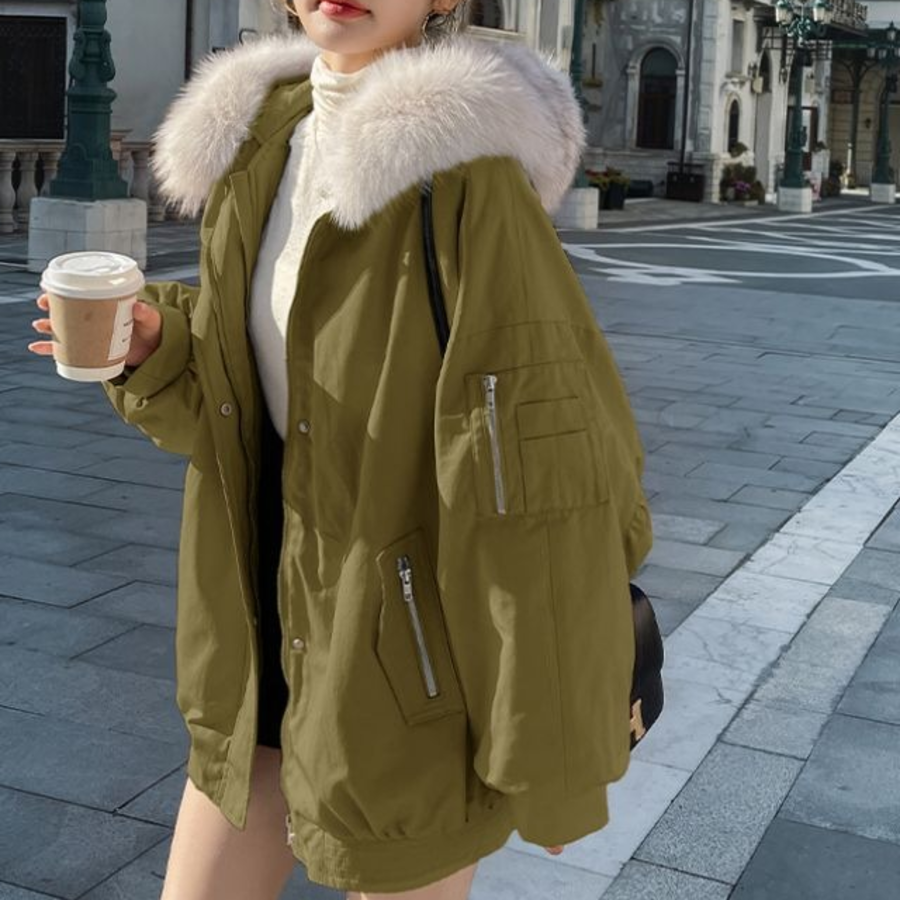 Velvet Fox Fur Loose Down Coat