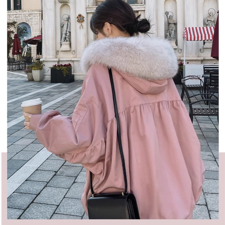 Velvet Fox Fur Loose Down Coat
