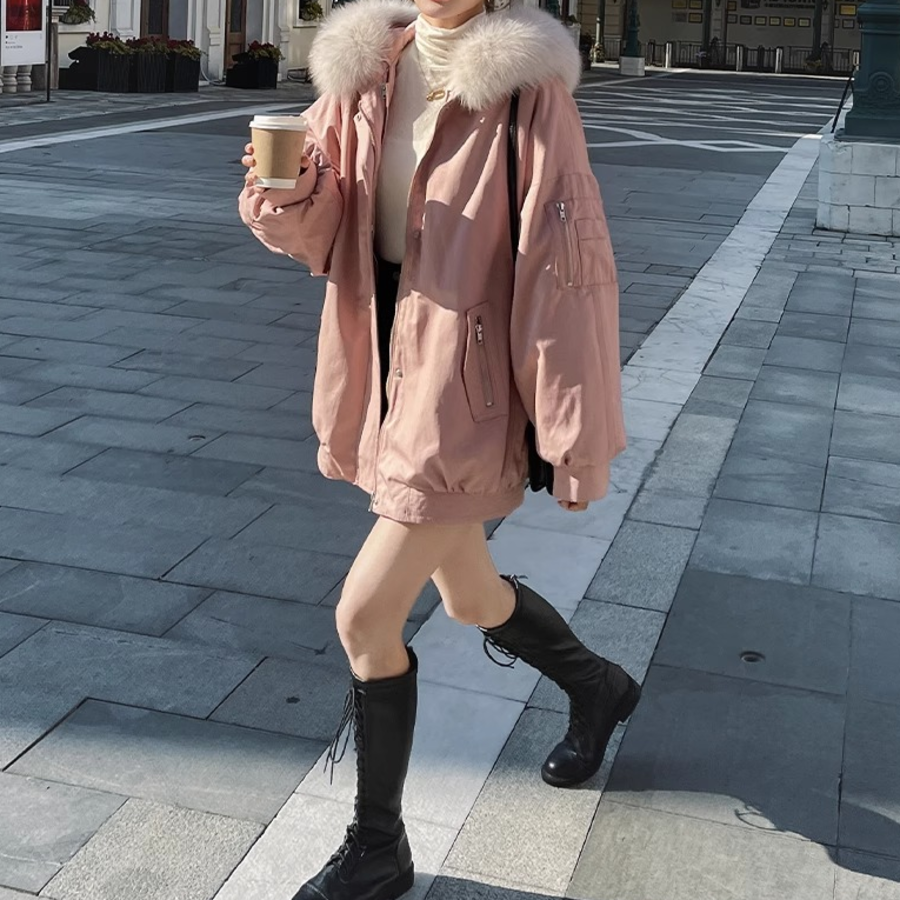 Velvet Fox Fur Loose Down Coat