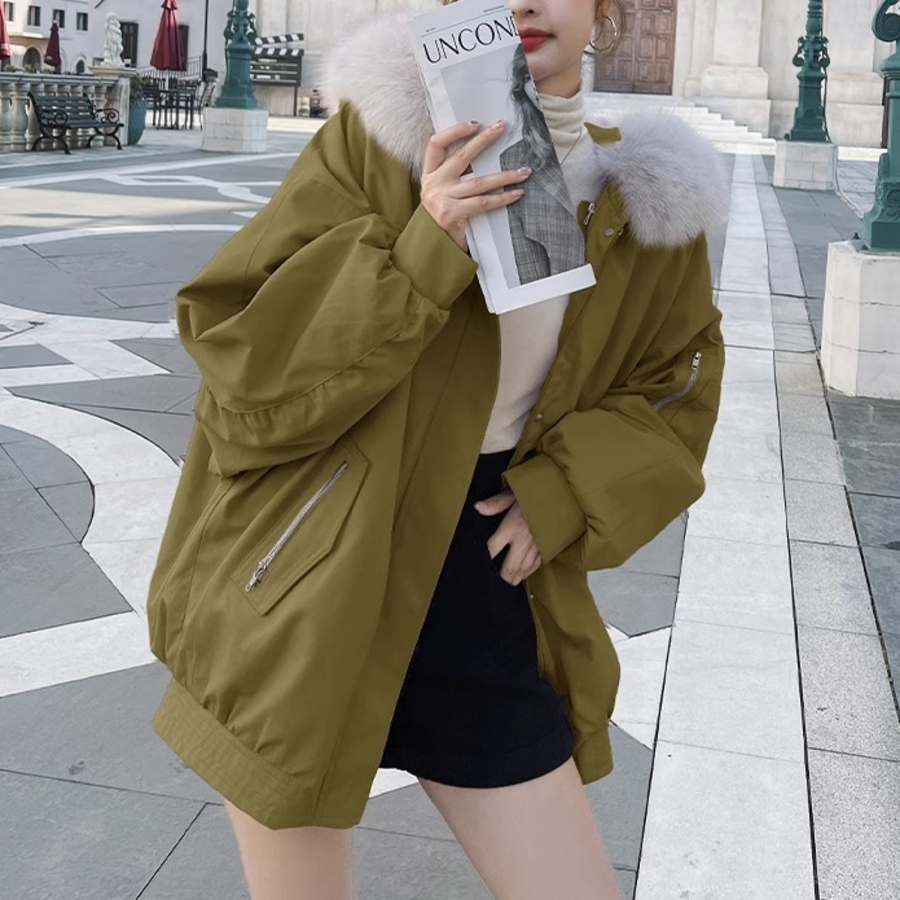 Velvet Fox Fur Loose Down Coat