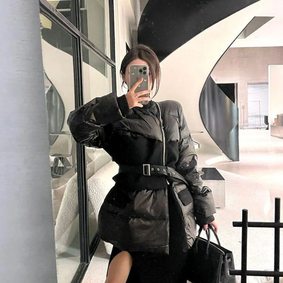 Slim Cotton Down Belted Jacket