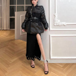 Slim Cotton Down Belted Jacket