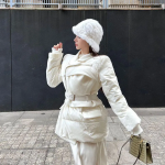 Slim Cotton Down Belted Jacket