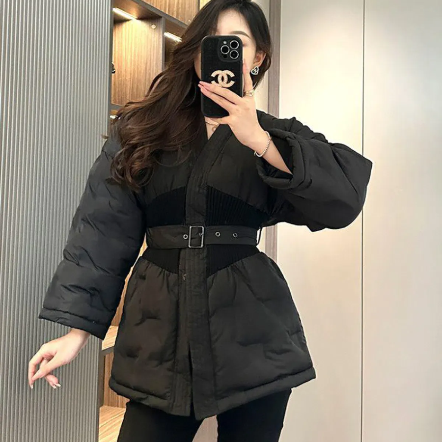 Slim Belted Half Down Coat