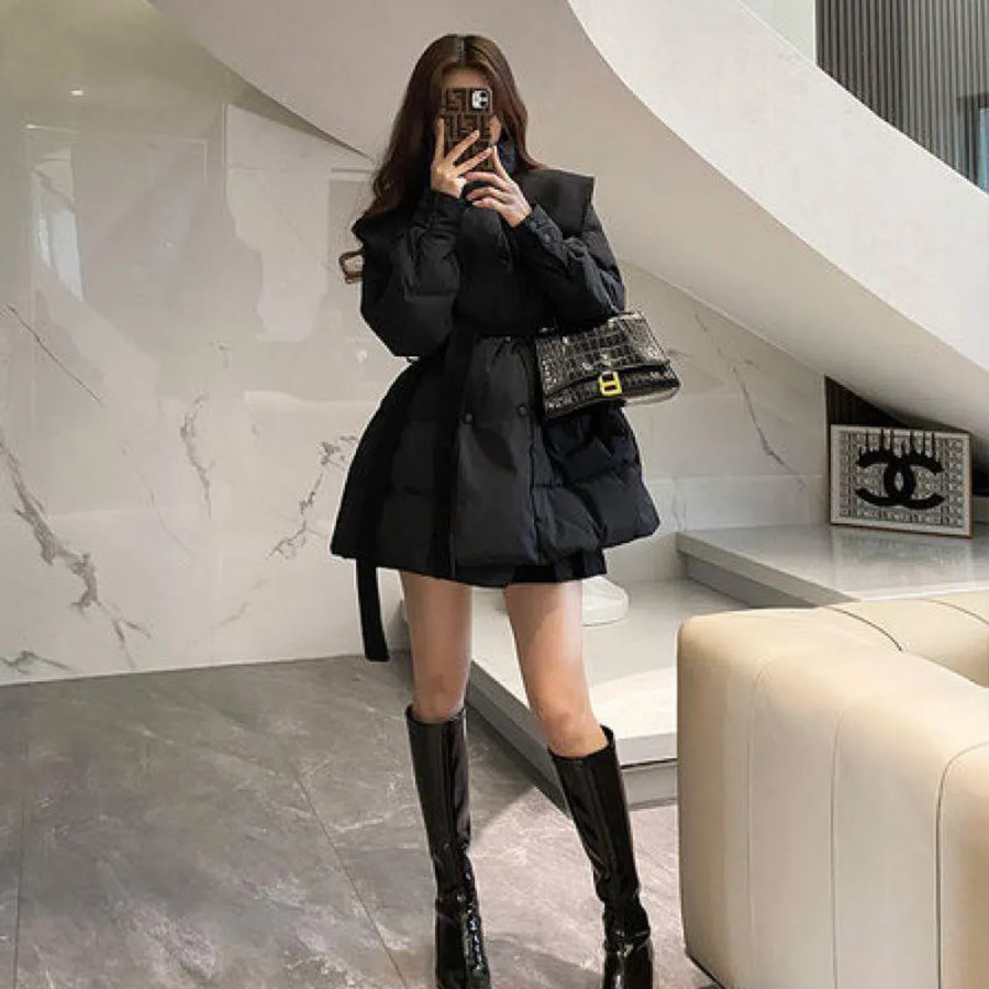 Cotton Belted Down Half Coat