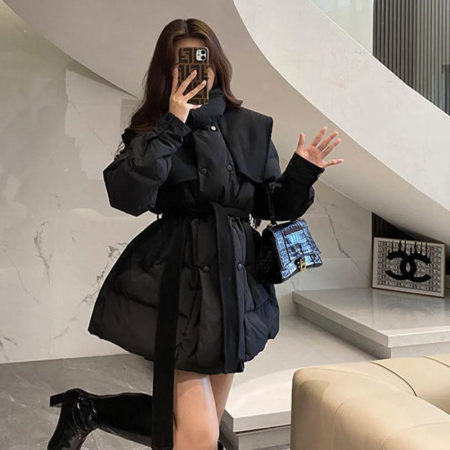 Cotton Belted Down Half Coat