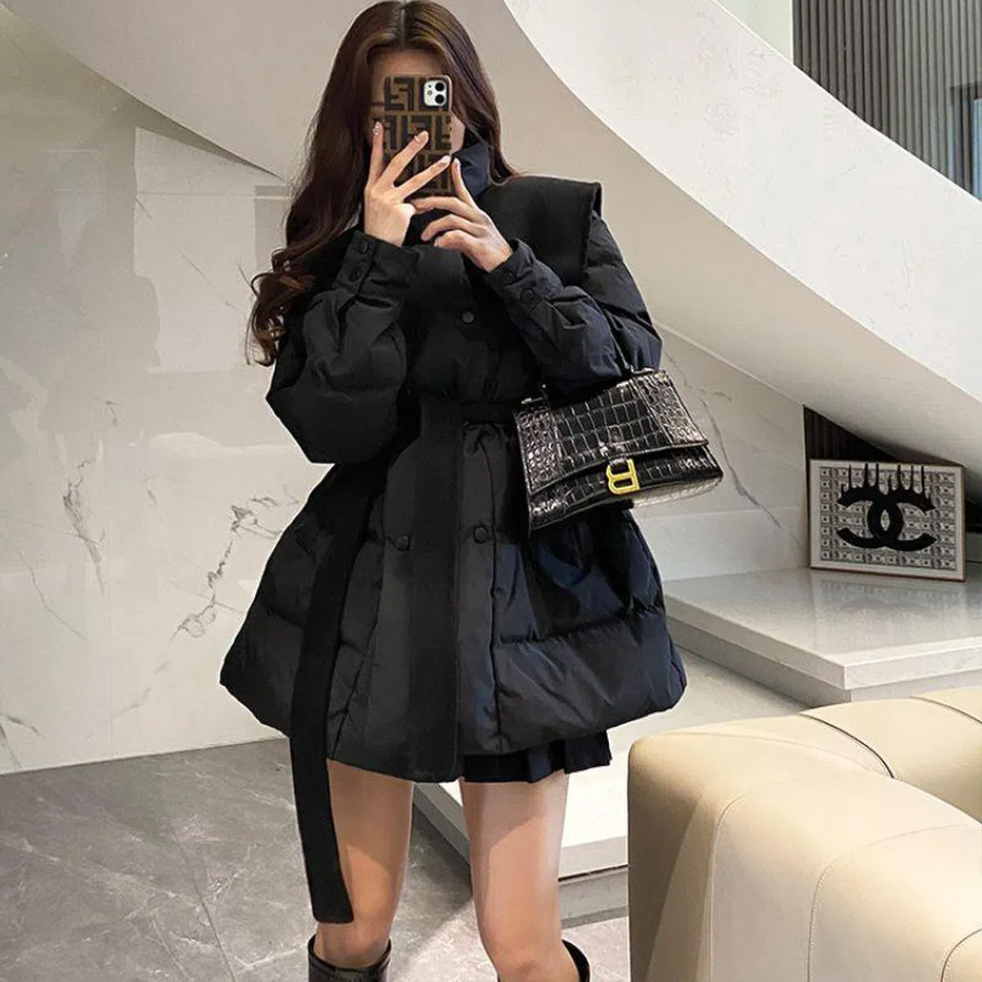 Cotton Belted Down Half Coat