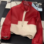 Colorblock Leather Pocket Zip-Up Jacket