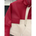 Colorblock Leather Pocket Zip-Up Jacket
