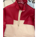 Colorblock Leather Pocket Zip-Up Jacket