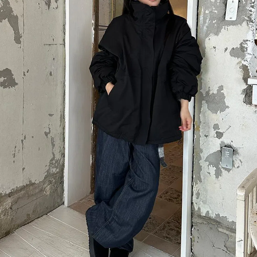 Oversized High Neck Quilted Coat