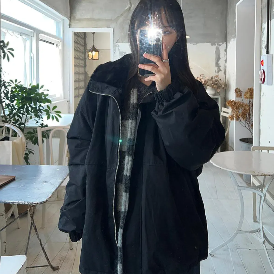 Oversized High Neck Quilted Coat