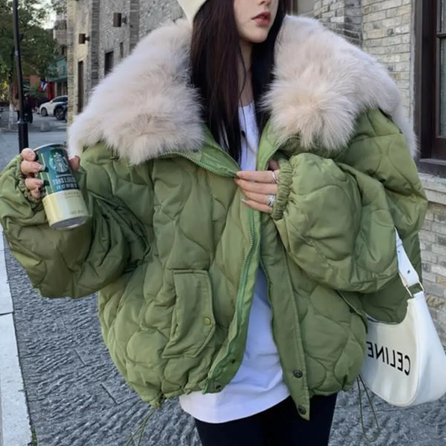 Fox Fur Collar Cotton Puffer