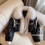 Black Cotton Mink Fur Short Down Jacket