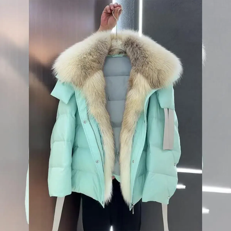 Plush Stitch Down Fur Collar Jacket