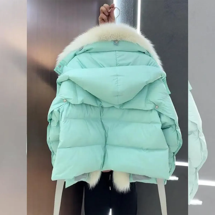 Plush Stitch Down Fur Collar Jacket